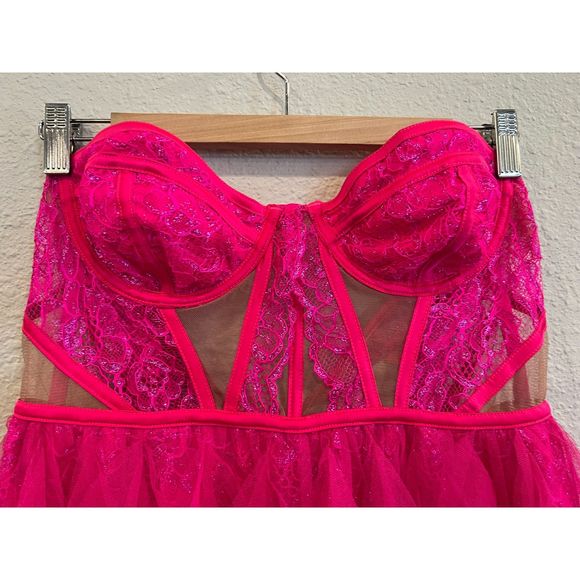 For Love & Lemons Bustier Mini Dress Pink Size Large a1000 - Picture 7 of 14